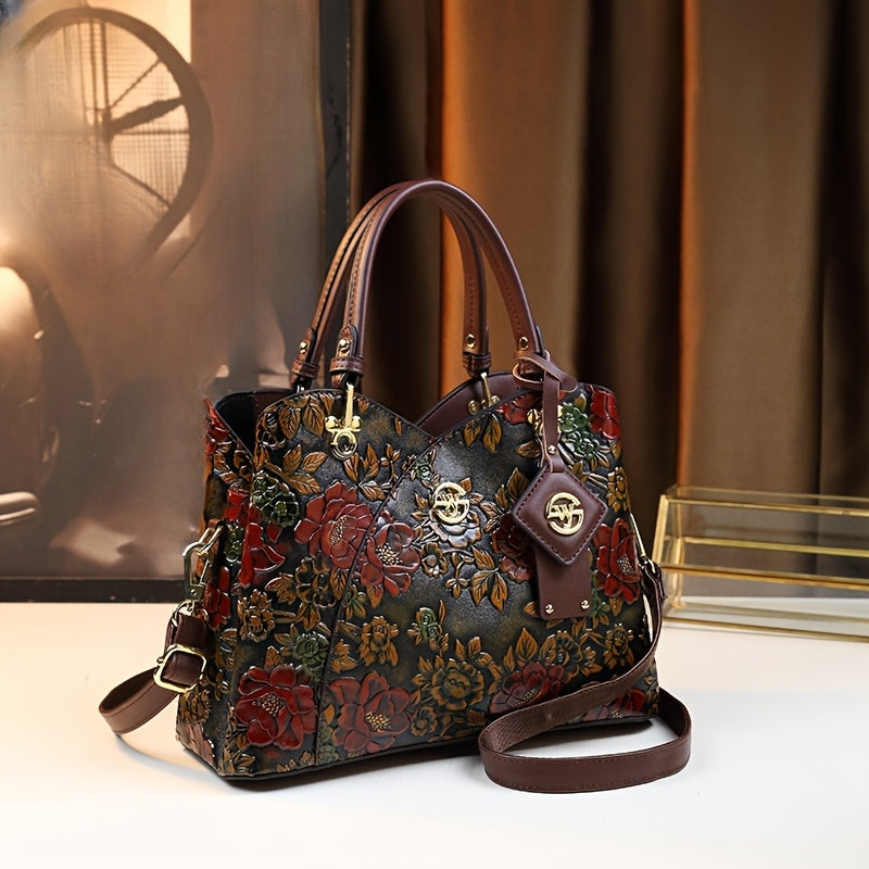 Autumn/Winter Floral Tote - Dark Brown Vintage