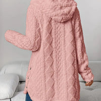 Warm Argyle Jacquard Plush Hooded Cardigan Coat