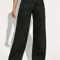CPUY Mid-Waist Straight Leg Jeans - Cotton Blend Slight Stretch Denim