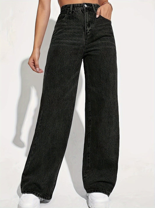 CPUY Mid-Waist Straight Leg Jeans - Cotton Blend Slight Stretch Denim