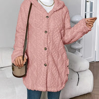 Warm Argyle Jacquard Plush Hooded Cardigan Coat
