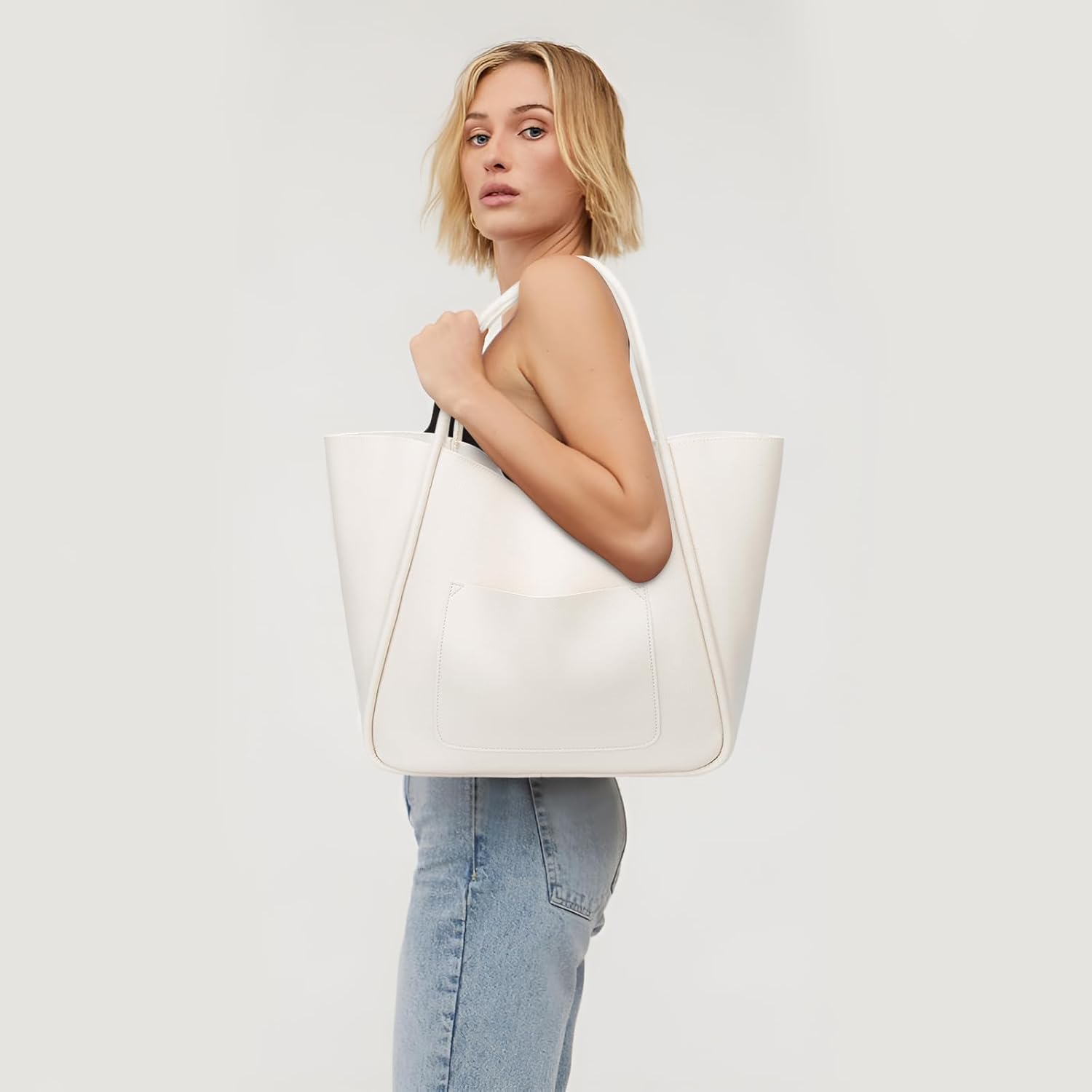 Large Vegan Leather Tote Bag