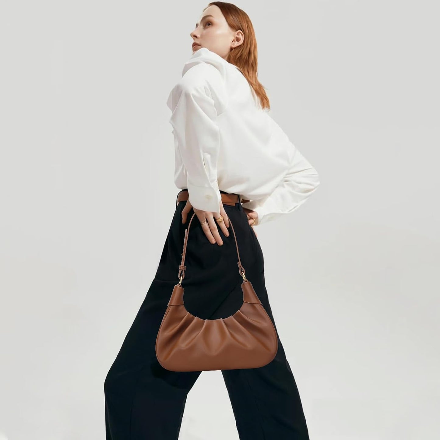 Crescent Ruched Shoulder Bag