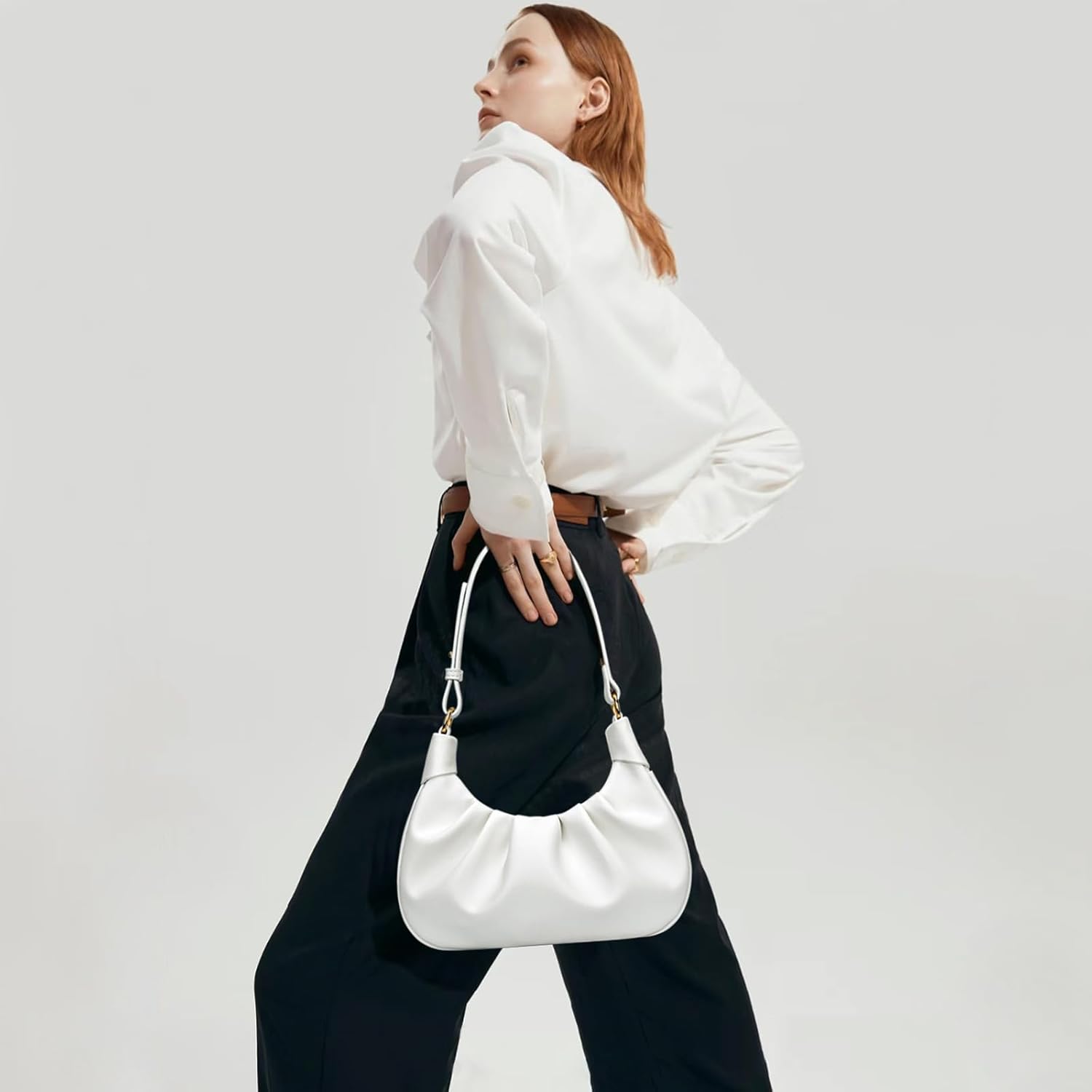 Crescent Ruched Shoulder Bag