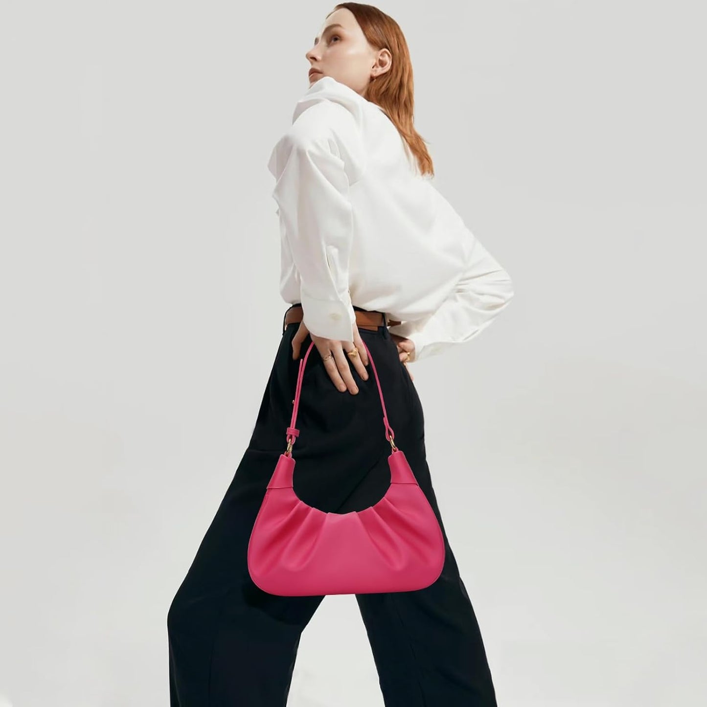 Crescent Ruched Shoulder Bag