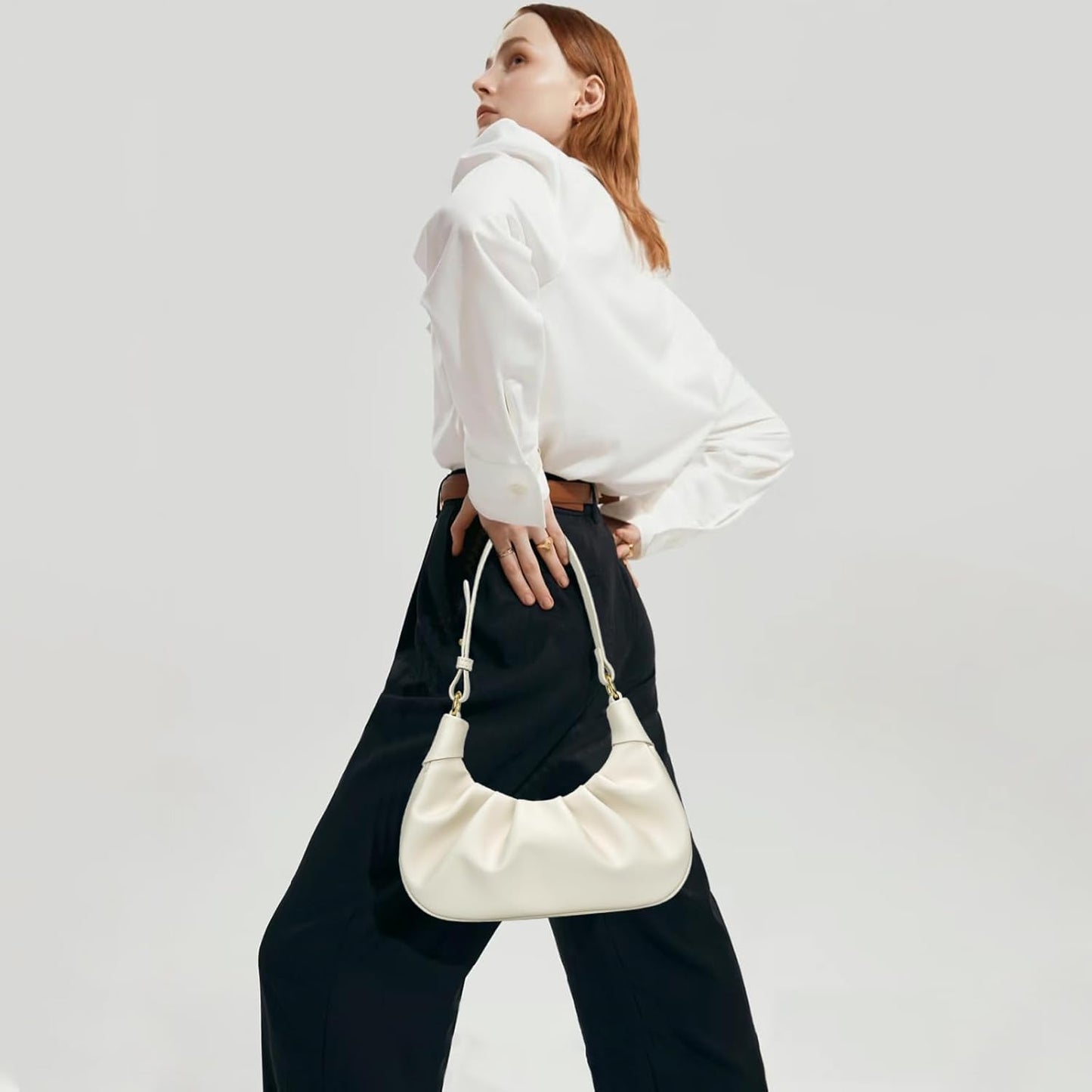 Crescent Ruched Shoulder Bag