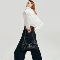Crescent Ruched Shoulder Bag