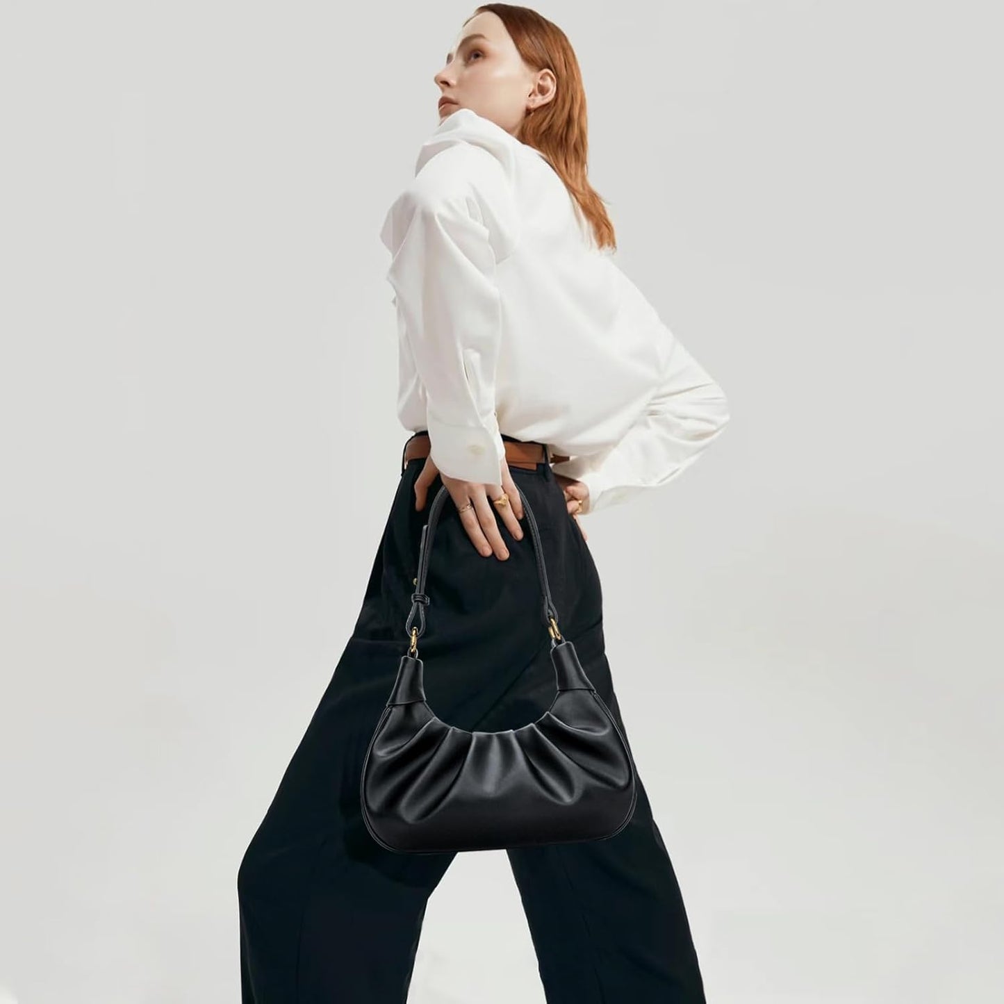 Crescent Ruched Shoulder Bag