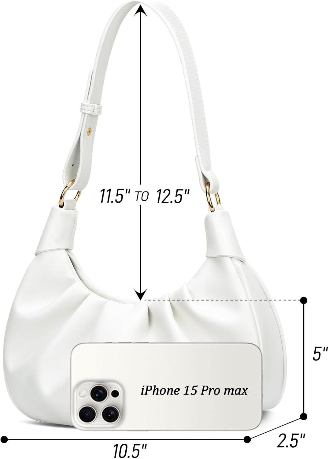 Crescent Ruched Shoulder Bag