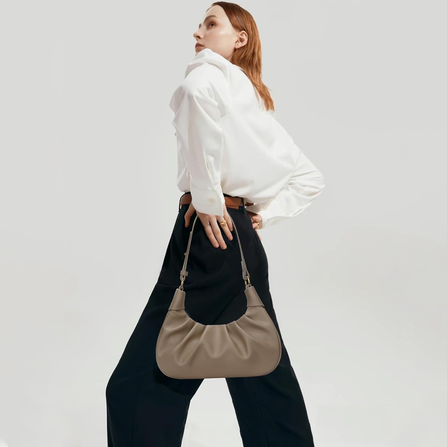 Crescent Ruched Shoulder Bag