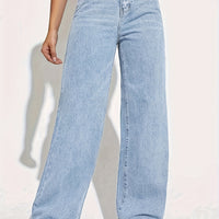 CPUY Mid-Waist Straight Leg Jeans - Cotton Blend Slight Stretch Denim