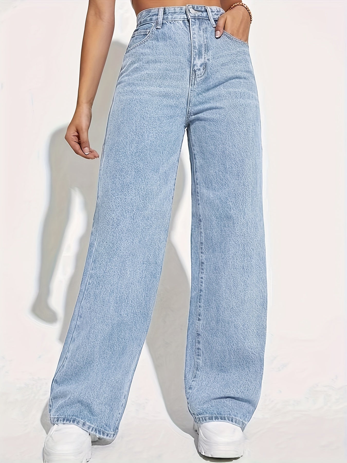 CPUY Mid-Waist Straight Leg Jeans - Cotton Blend Slight Stretch Denim