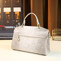 Crocodile-Embossed - Himalayan White Retro Convertible Tote