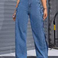 Wide-Leg Streetwear Pants with Lace-Up Tie - Oversized Rayon