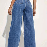CPUY Mid-Waist Straight Leg Jeans - Cotton Blend Slight Stretch Denim