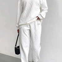 Textured Fabric Long Sleeve Sweatshirt & Pants Set
