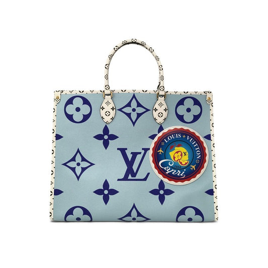 M44720 Monogram Giant Onthego Capri Blue Coated Canvas To