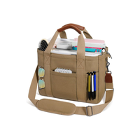 Canvas Crossbody Tote with Pockets