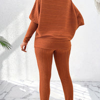 Elegant Solid Stand Collar Long Sleeve Knit Pants Set - Fall/Winter