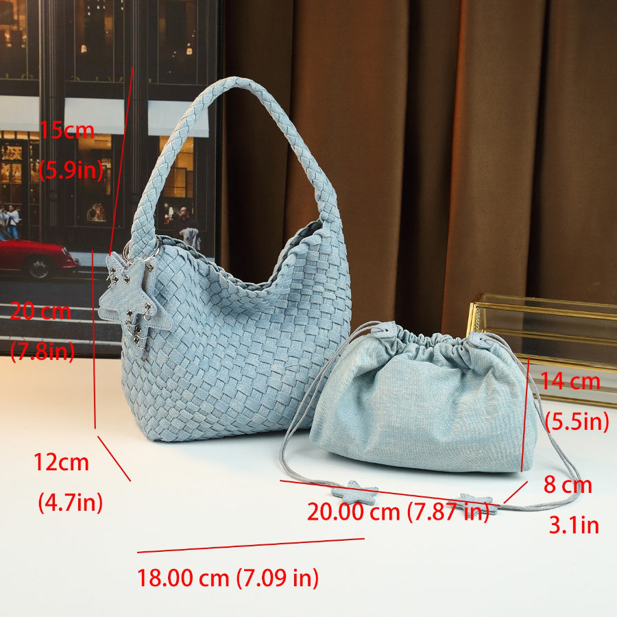 Bucket Bag Set | Handwoven Burgundy Large