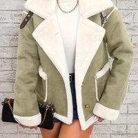 Soft Pink & White Lapel Jacket - Winter Coat