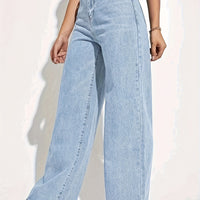 CPUY Mid-Waist Straight Leg Jeans - Cotton Blend Slight Stretch Denim