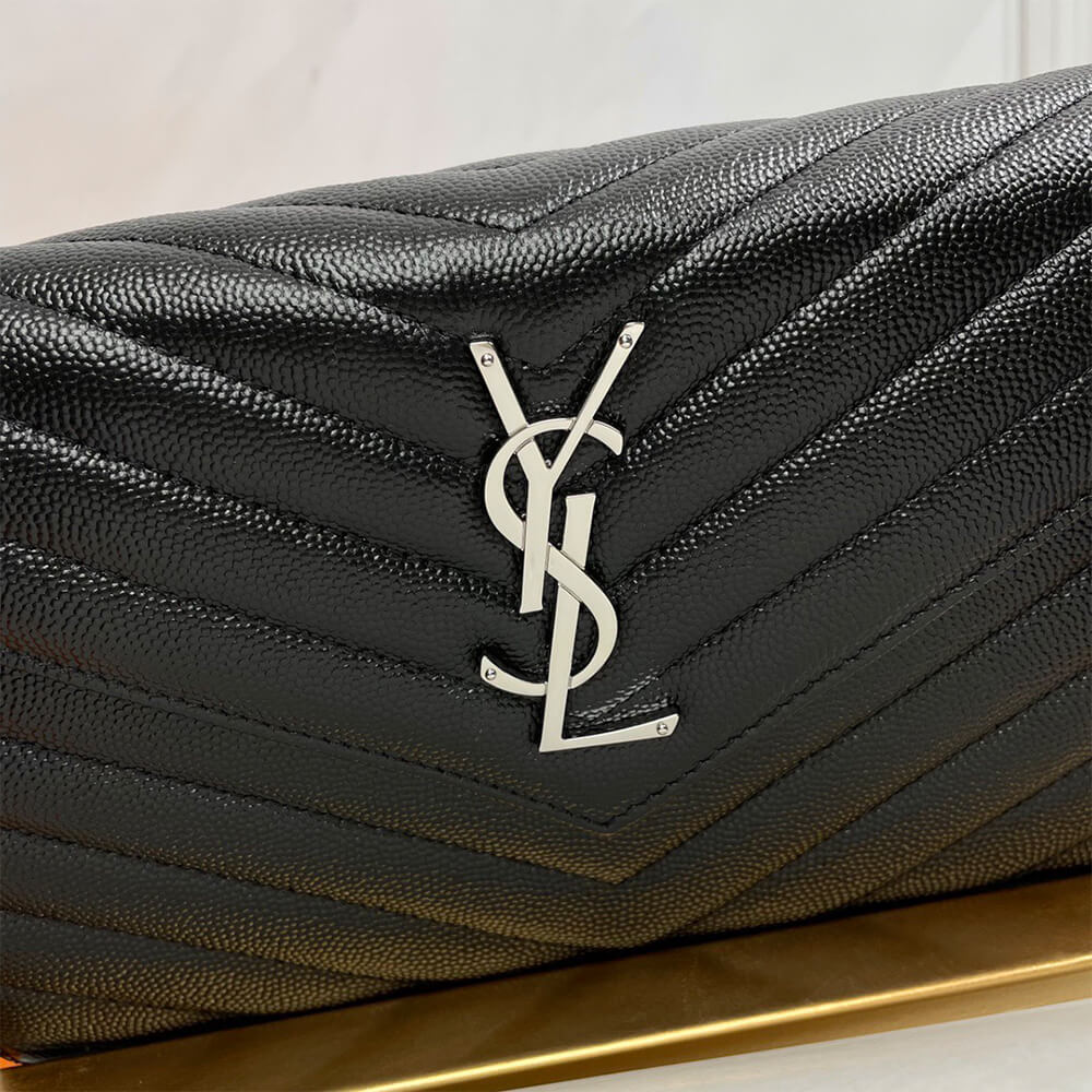 Classic cassandre chain wallet in grain de poudre leather