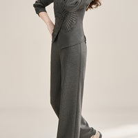 Warm Elegant Straight-Leg Pants Two-Piece Set