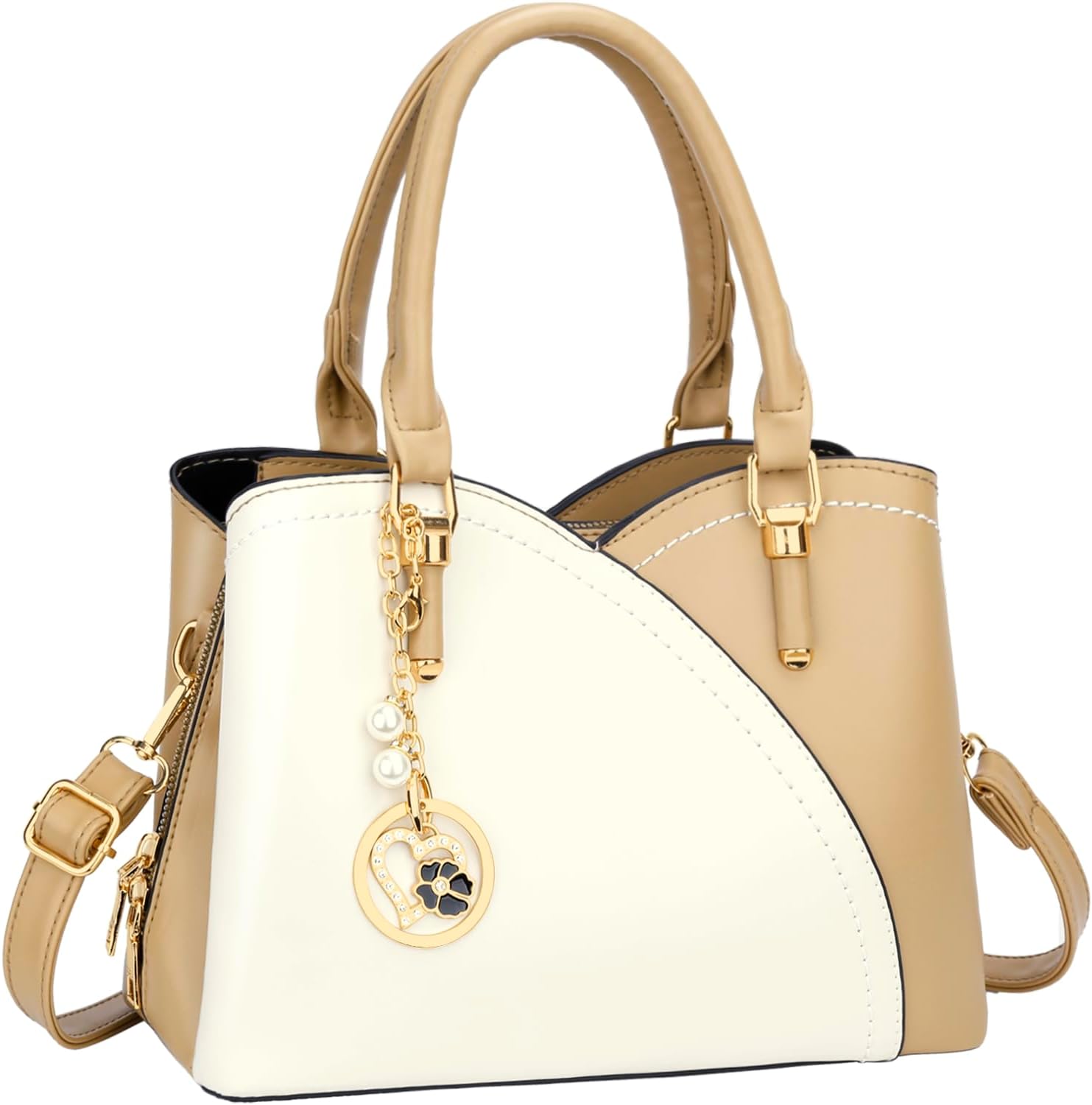 Triple-Compartment Satchel Handbag