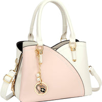 Triple-Compartment Satchel Handbag