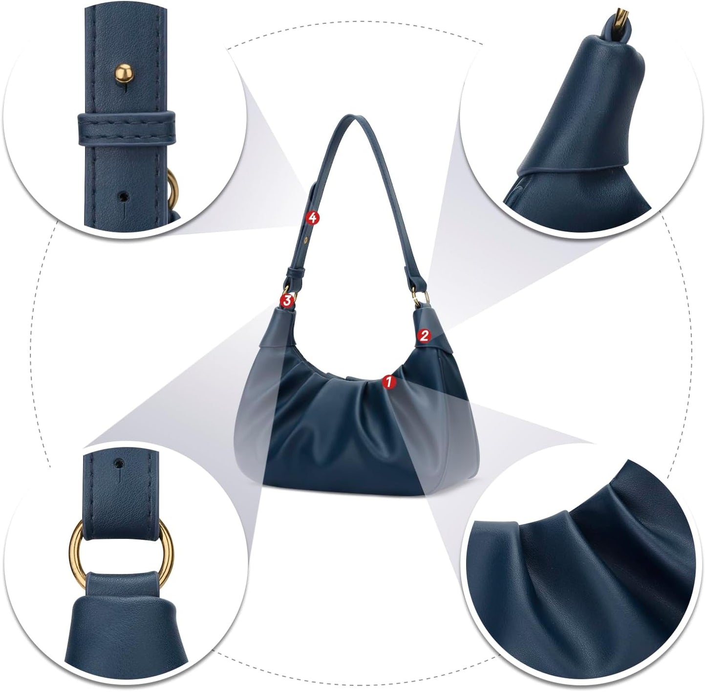 Crescent Ruched Shoulder Bag