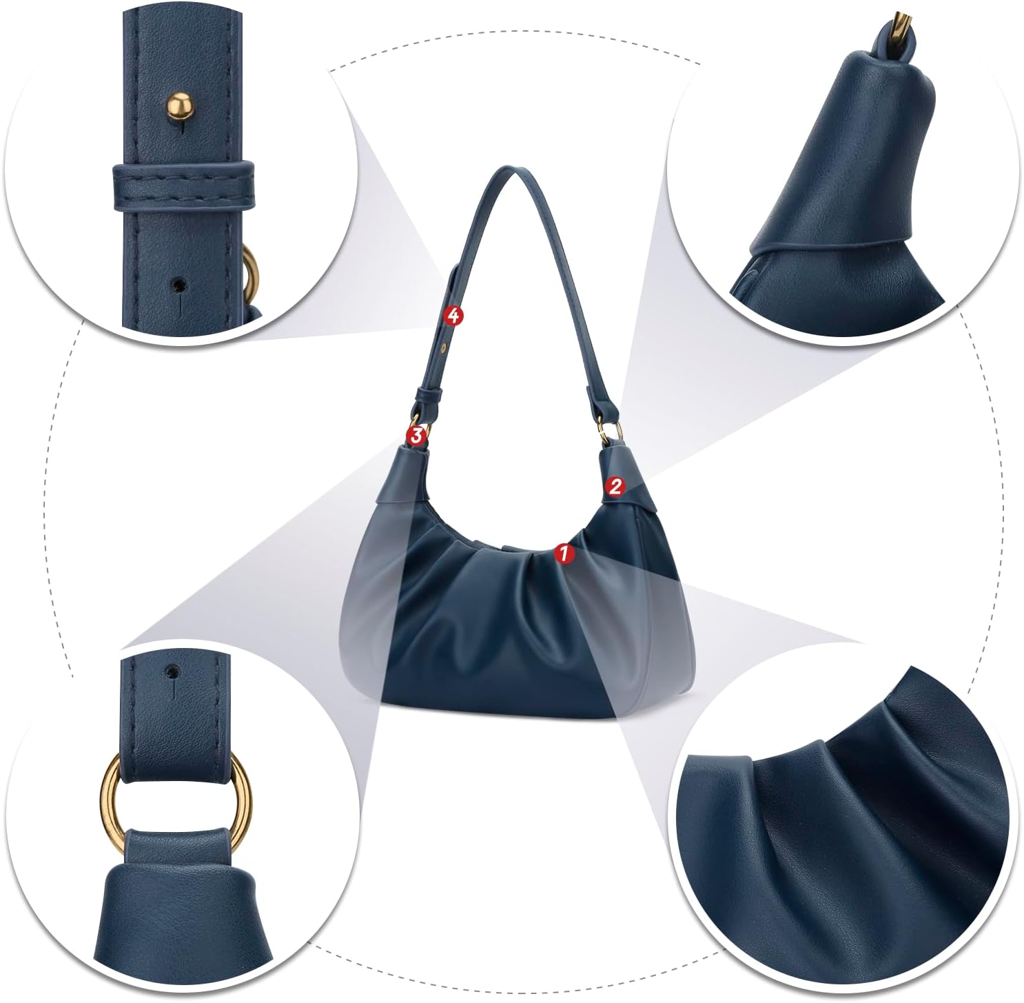 Crescent Ruched Shoulder Bag