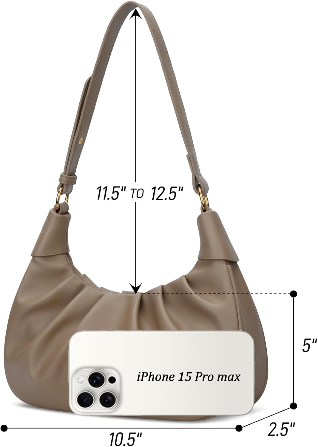 Crescent Ruched Shoulder Bag