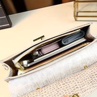 Crocodile-Embossed - Himalayan White Retro Convertible Tote