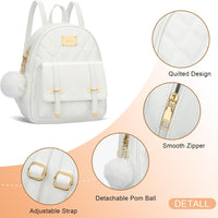 Quilted Mini Backpack Purse (White)