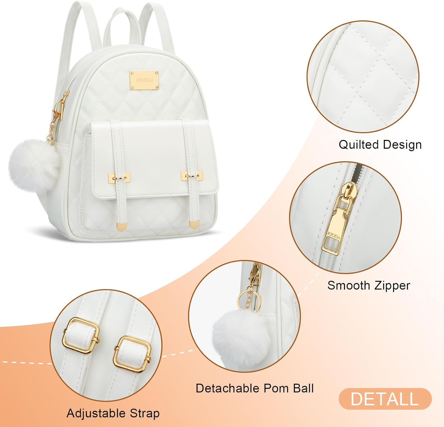 Quilted Mini Backpack Purse (White)