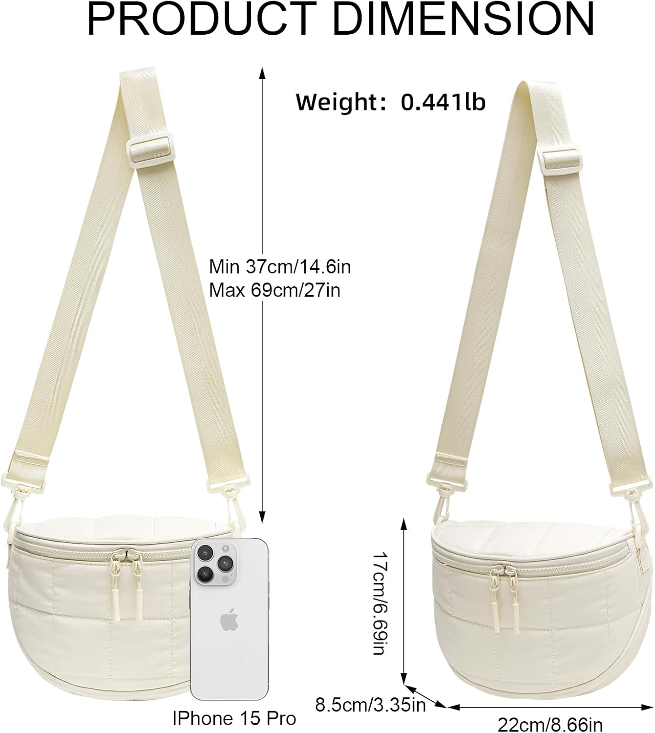 Quilted Puffer Sling Fanny Pack (Black)