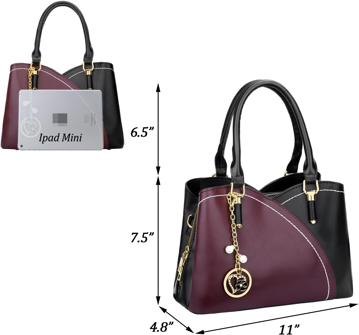 Triple-Compartment Satchel Handbag