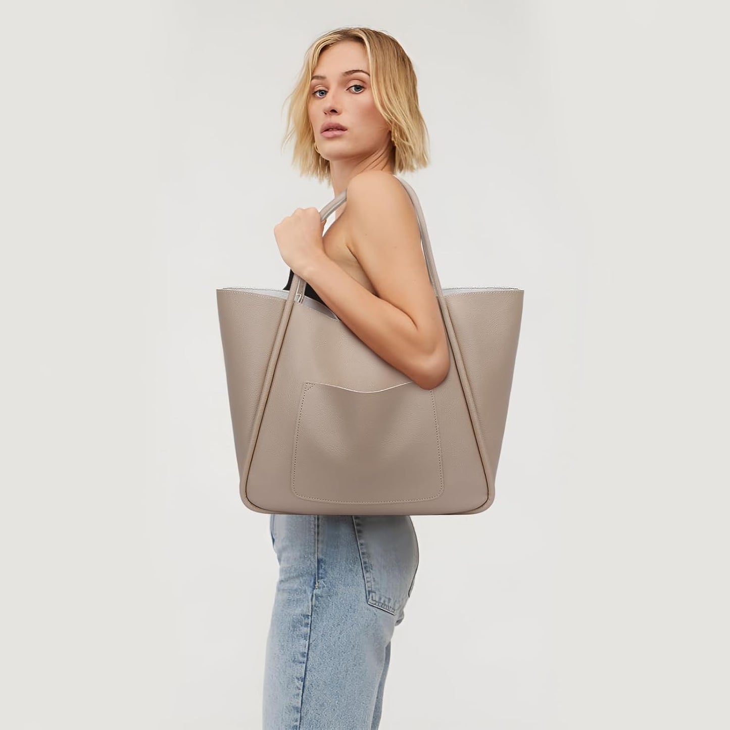 Large Vegan Leather Tote Bag