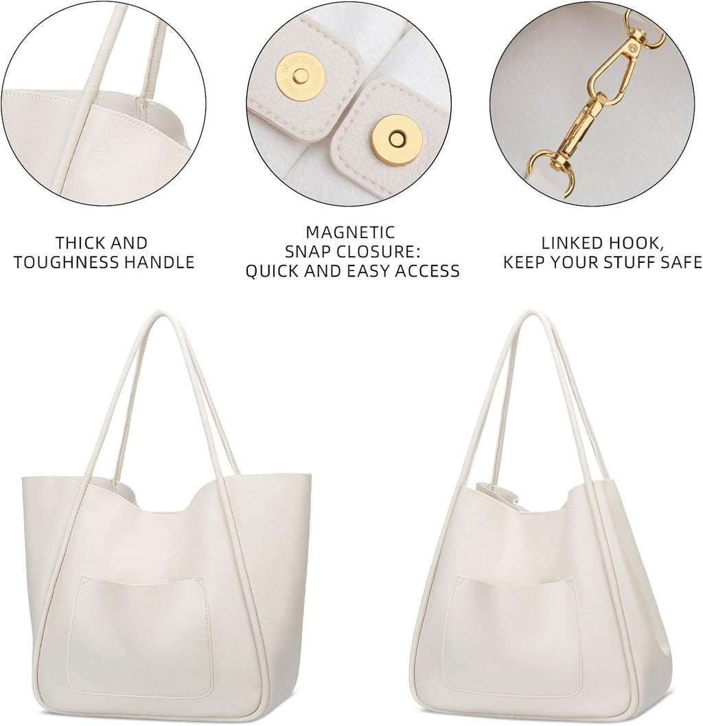 Large Vegan Leather Tote Bag