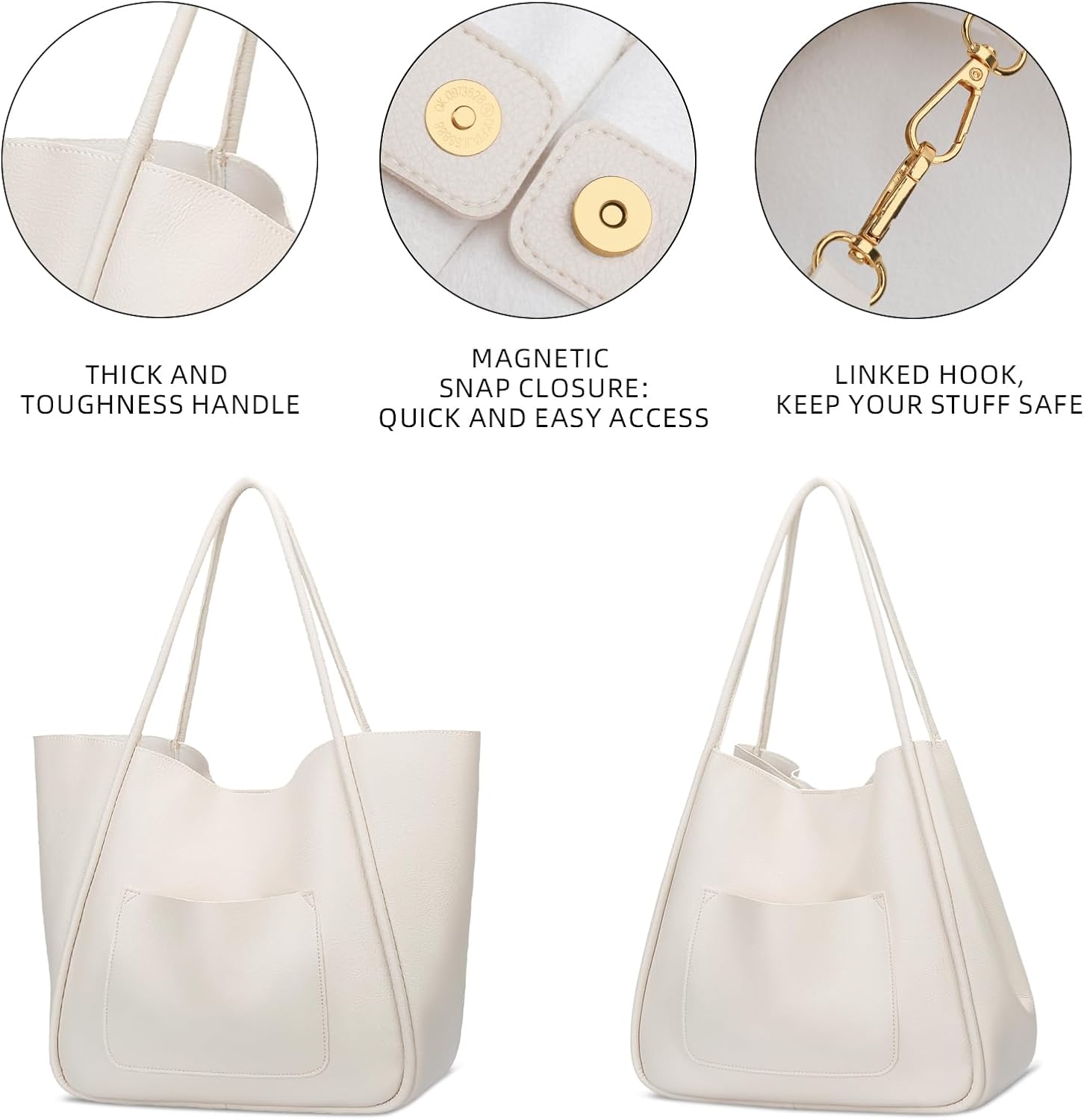 Large Vegan Leather Tote Bag