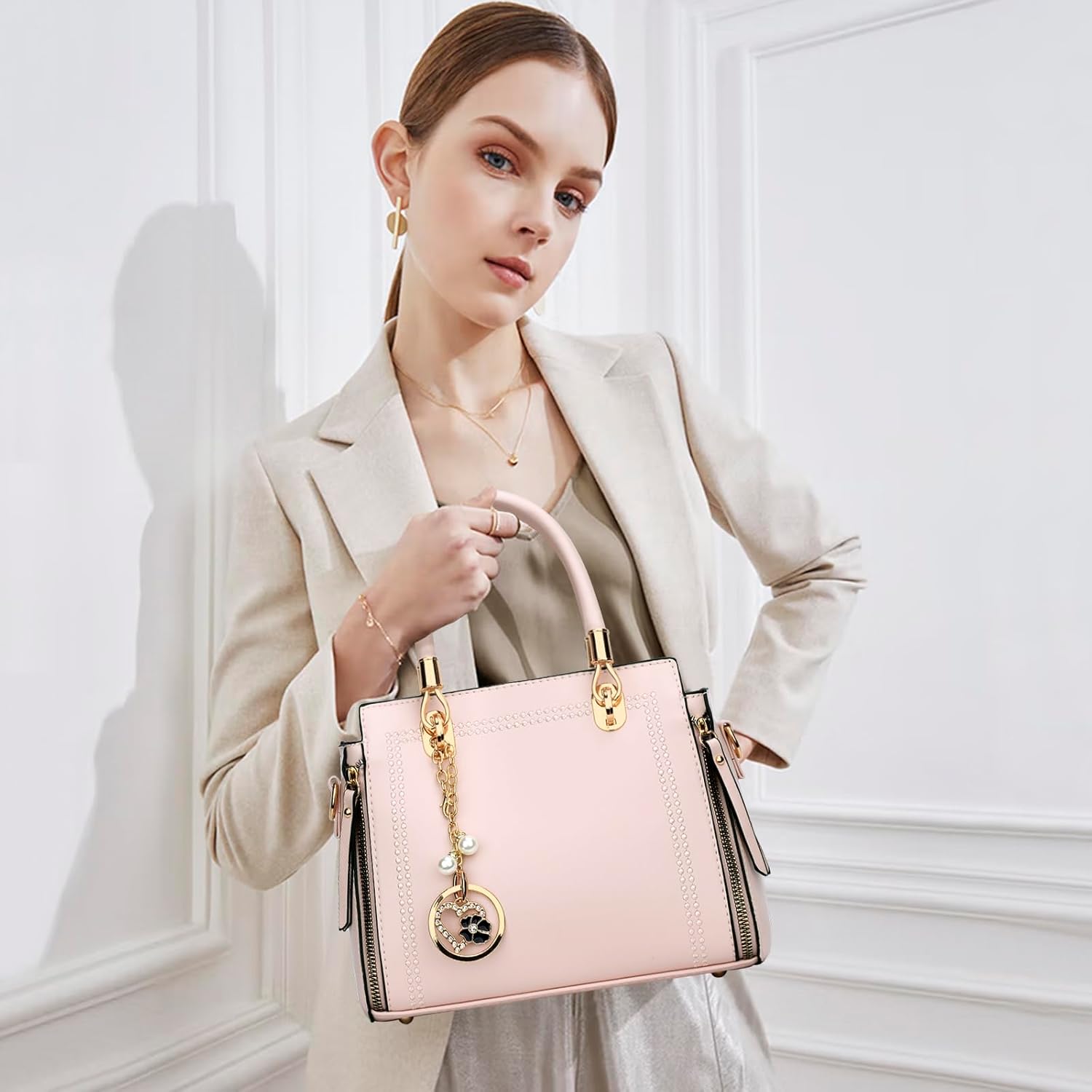 Vegan Leather Satchel Handbag