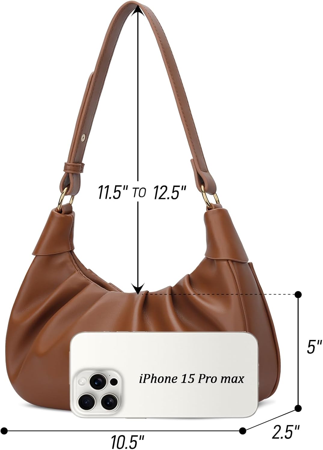 Crescent Ruched Shoulder Bag