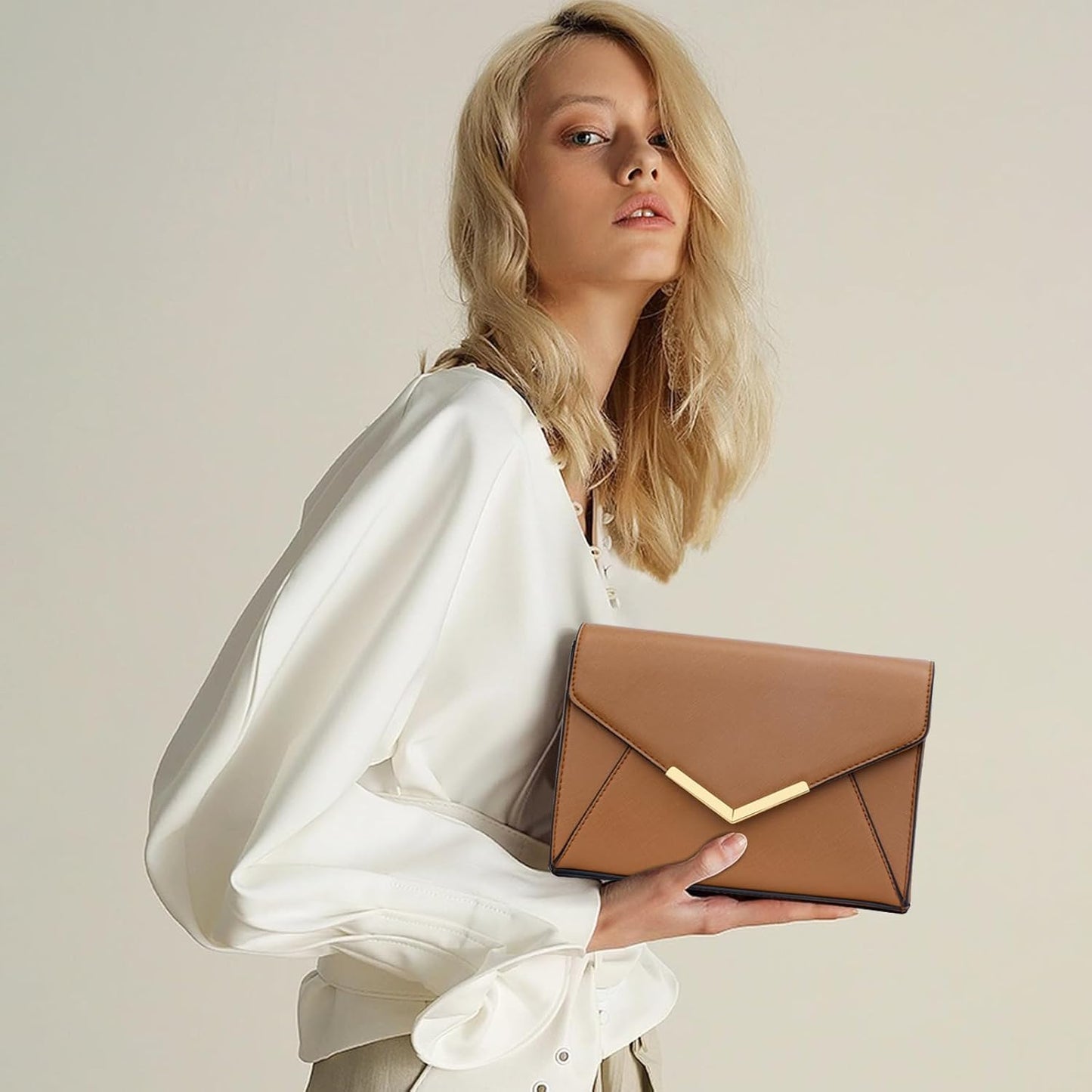Faux Leather Envelope Clutch