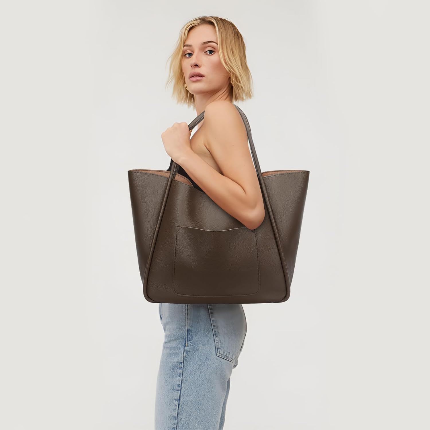 Large Vegan Leather Tote Bag