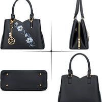 Triple-Compartment Satchel Handbag