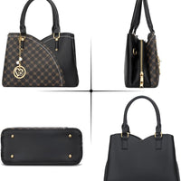 Triple-Compartment Satchel Handbag