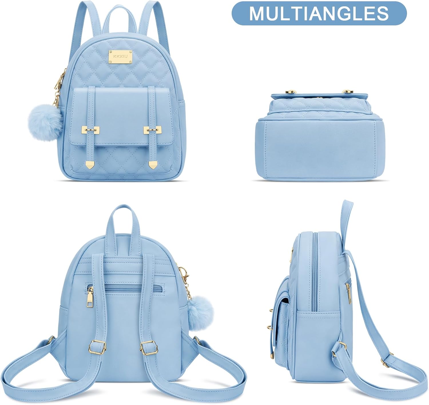 Quilted Mini Backpack Purse (White)