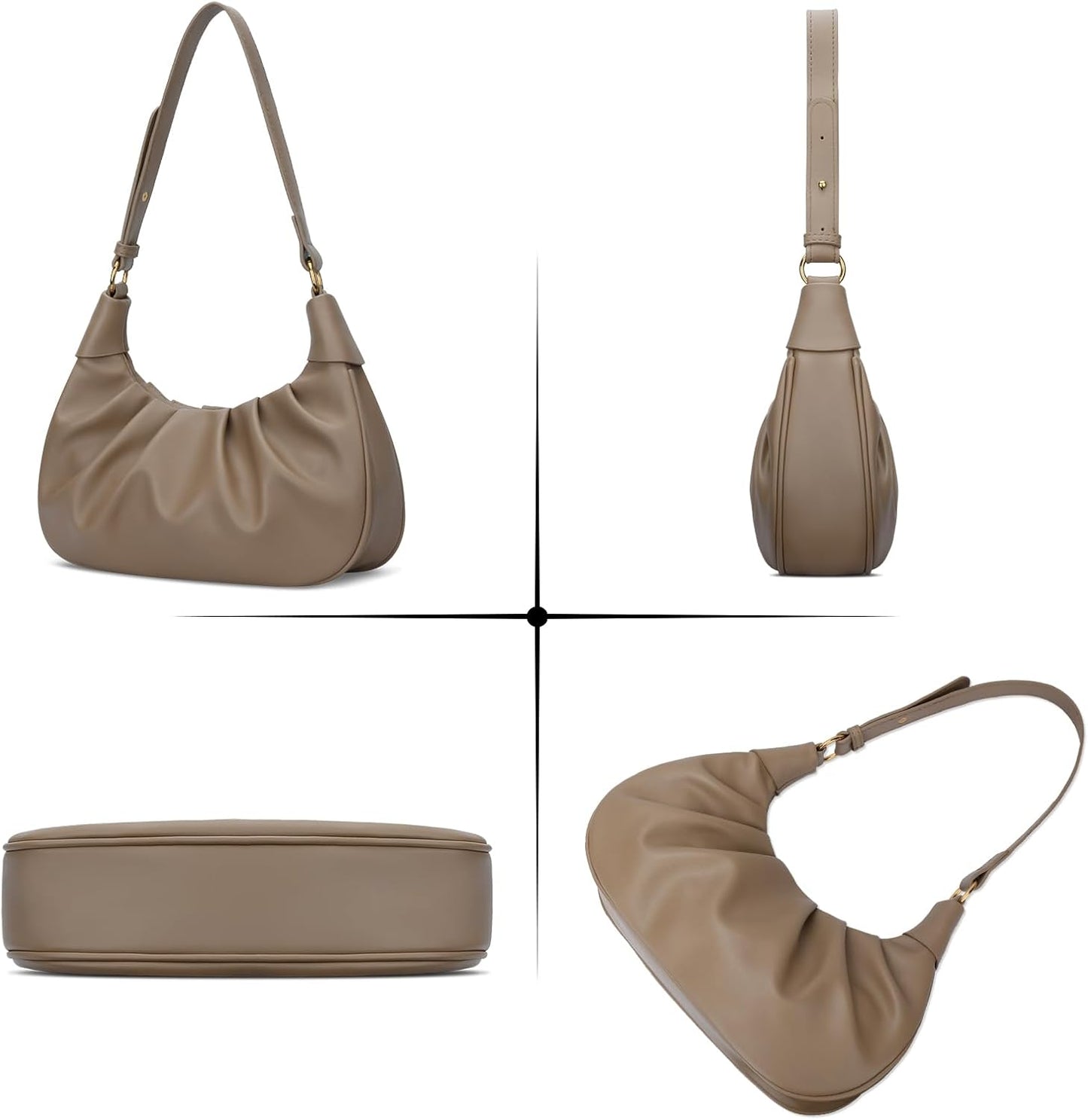 Crescent Ruched Shoulder Bag