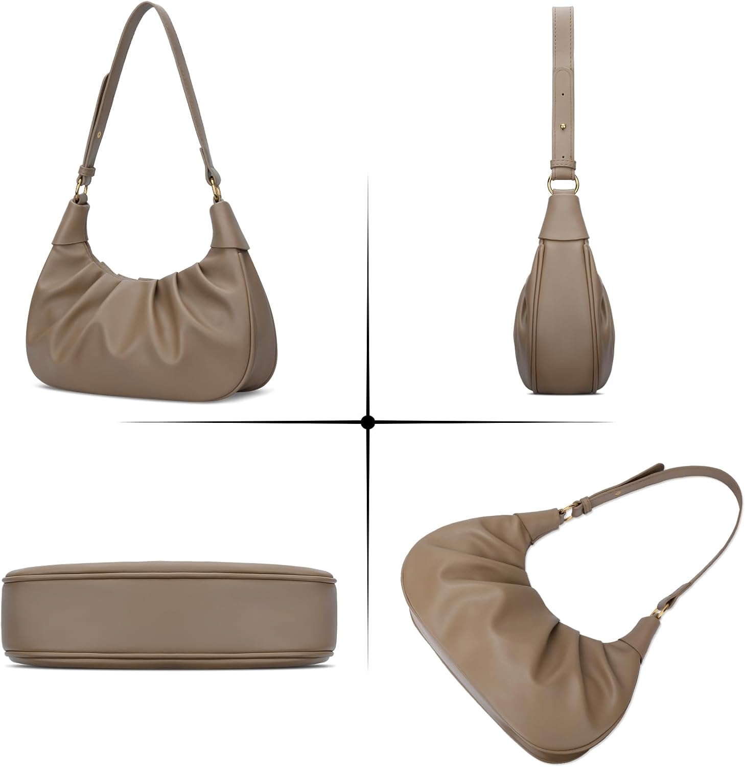 Crescent Ruched Shoulder Bag